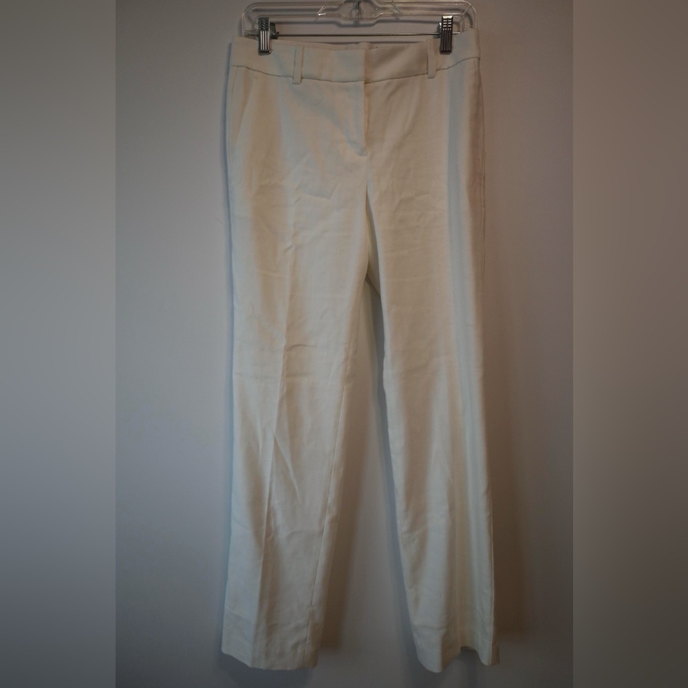 Ann Taylor Off-White Straight Leg Mid Rise Pants
